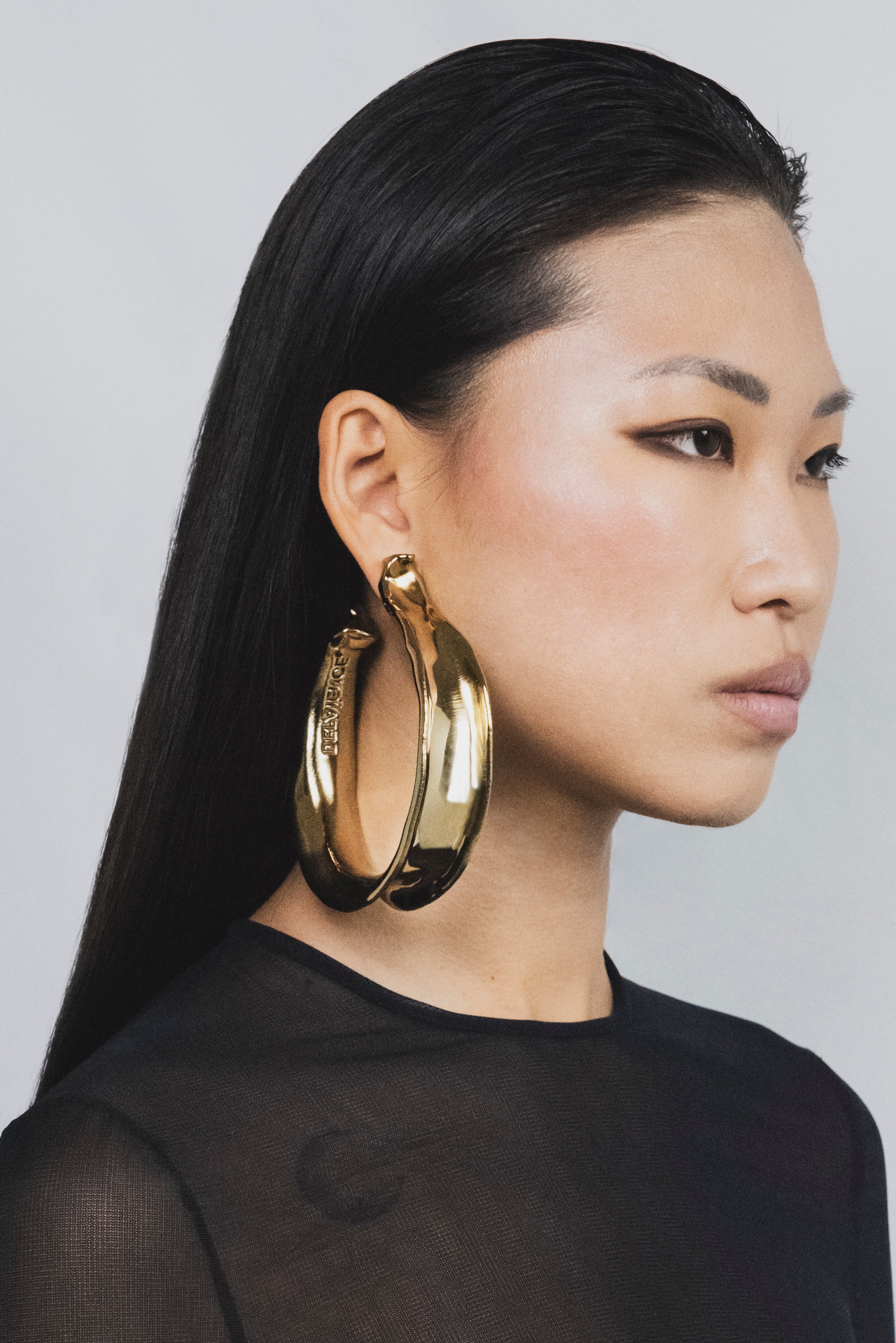 LARGE FAÏENCE HOOPS YELLOW GOLD